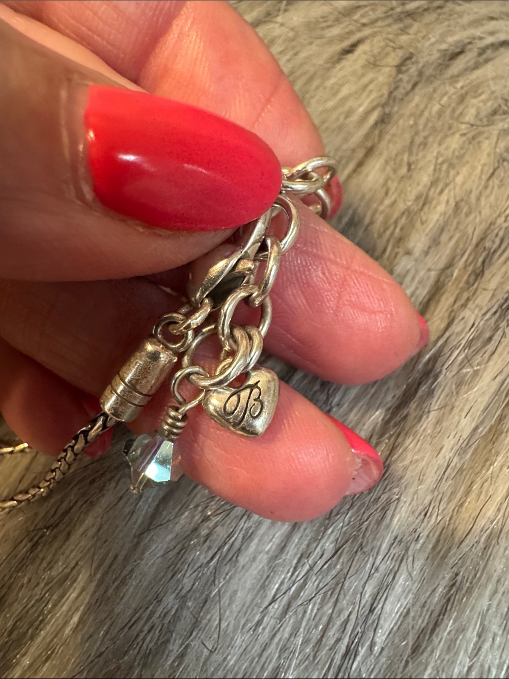PRICE FIRM Brighton Silver-Tone Heart Accent Bead Necklace with Blue Crystal - Picture 2 of 4